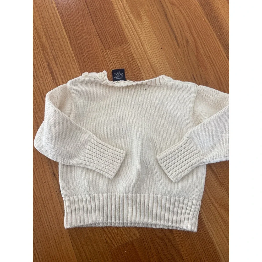 Ralph Lauren Baby Cream Cotton Terrier Dog Intarsia Sweater 9M 12M
